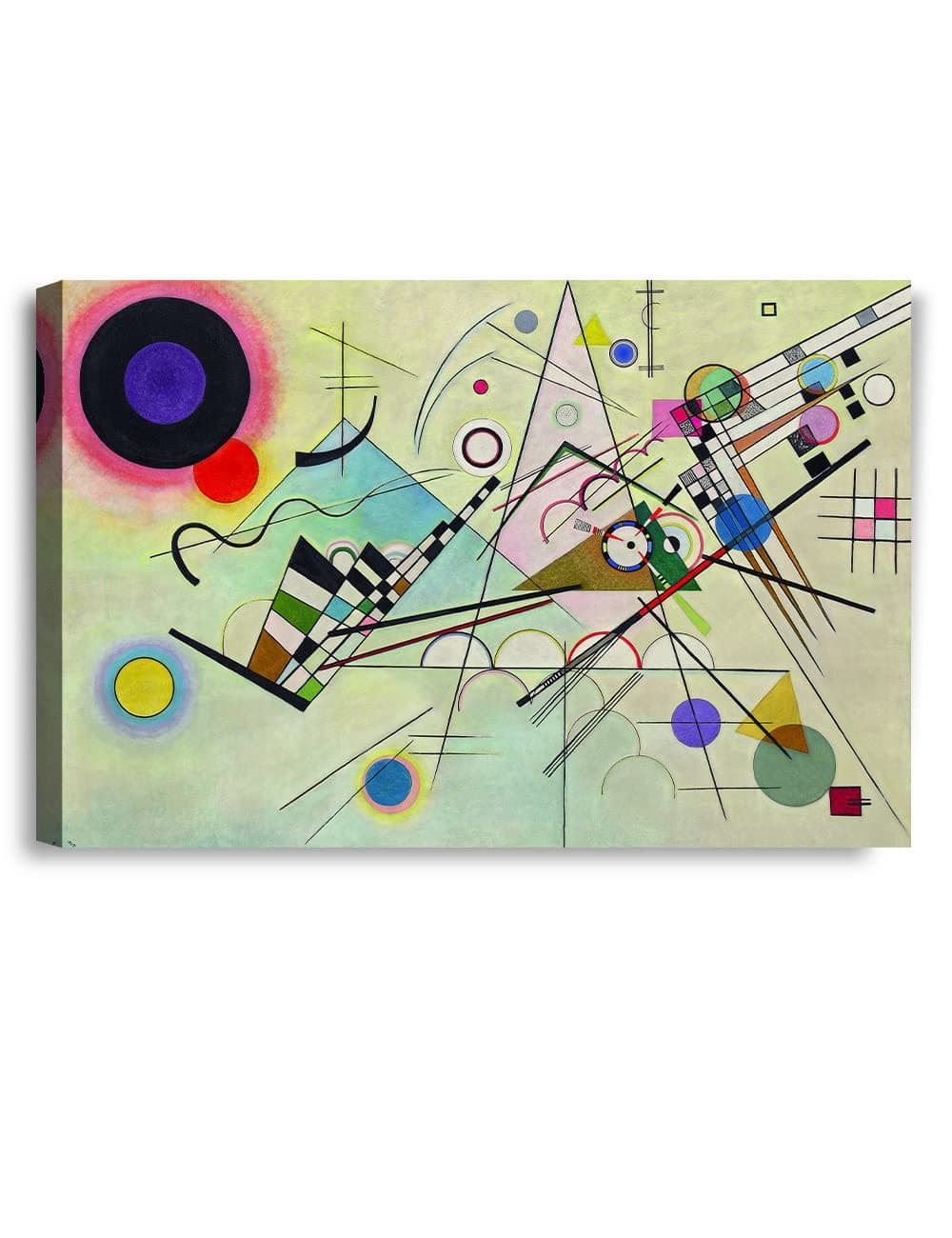 IPIC - Composition 8 by Wassily Kandinsky Abstract Canvas Wall Art. Cotton Canvas Giclee Print Stretched over Pine Wood Frame for Wall Decor Size 36x24 inch
