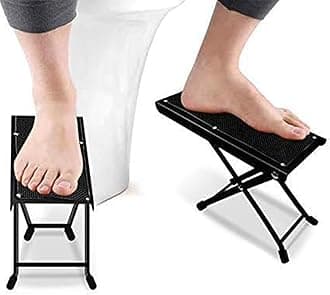 One Pair Foldable Toilet Stool -Enhances Squatting Posture and Comfort-|Multi-Function Foldable4-9 Height Squatting Toilet Step Stool | Portable Step for Home Bathroom (Black)