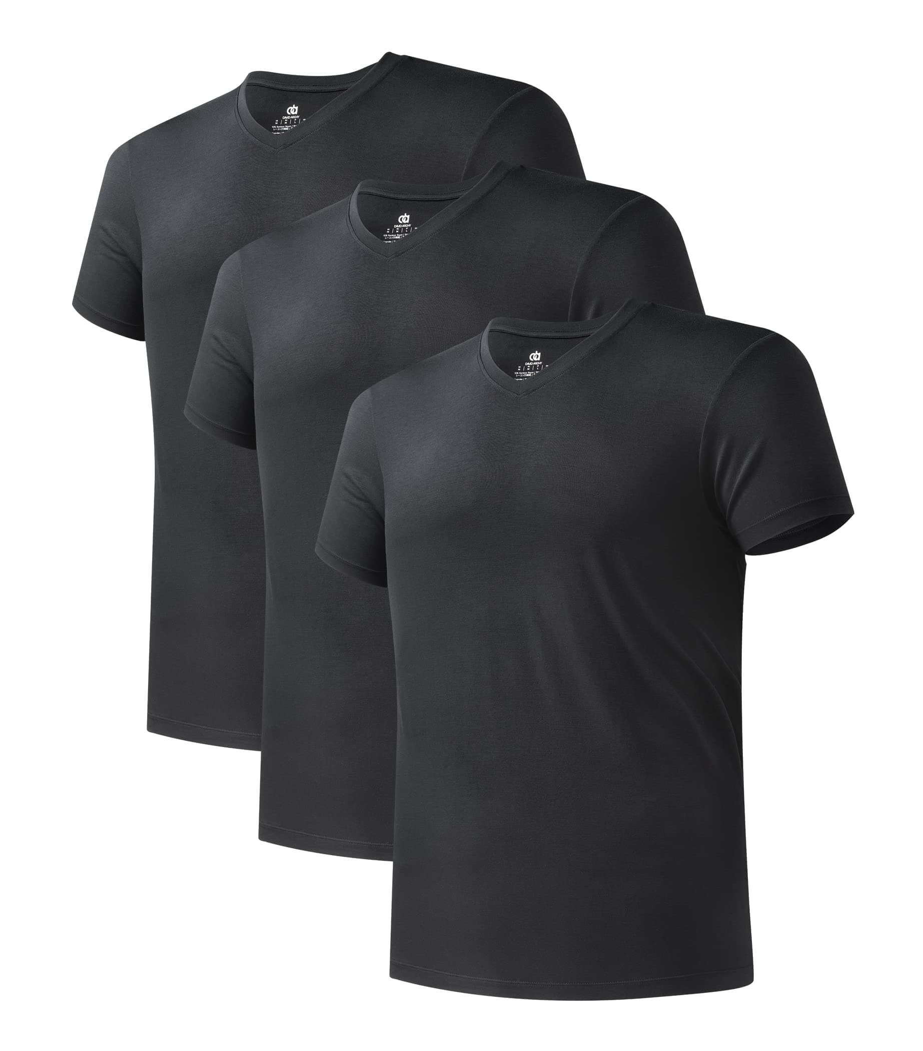 DAVID ARCHY Men's Bamboo Rayon Moisture-Wicking V-Neck Undershirt 3 or 5 Pack