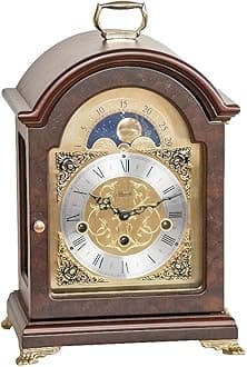 Hermle Table Clock, Wood, Brown, 33cm x 22cm x 15,5cm