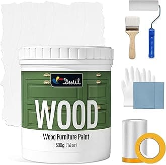 DWIL Matte Finish Furniture Paint - 16 Oz All-in-One Kit for Cabinets, Doors, Tables, and Dressers Refinishing - Water-Based, Non-Toxic & Odorless, Easy to Apply(White)