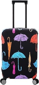 Travel Luggage Cover Protector Anti Scratch Dust Proof Suitcase Cover Fits 27-30 Inch Luggage (L, Black,Umbrella)