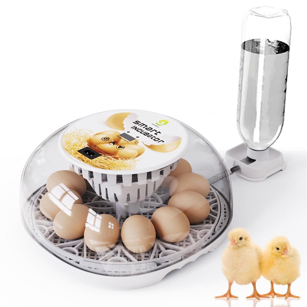 12 Eggs Incubator for Hatching Eggs with Automatic Egg Turner, Temperature Control, Automatic Water Adding for Hatching Chicken, Duck, Quail, Pigeon