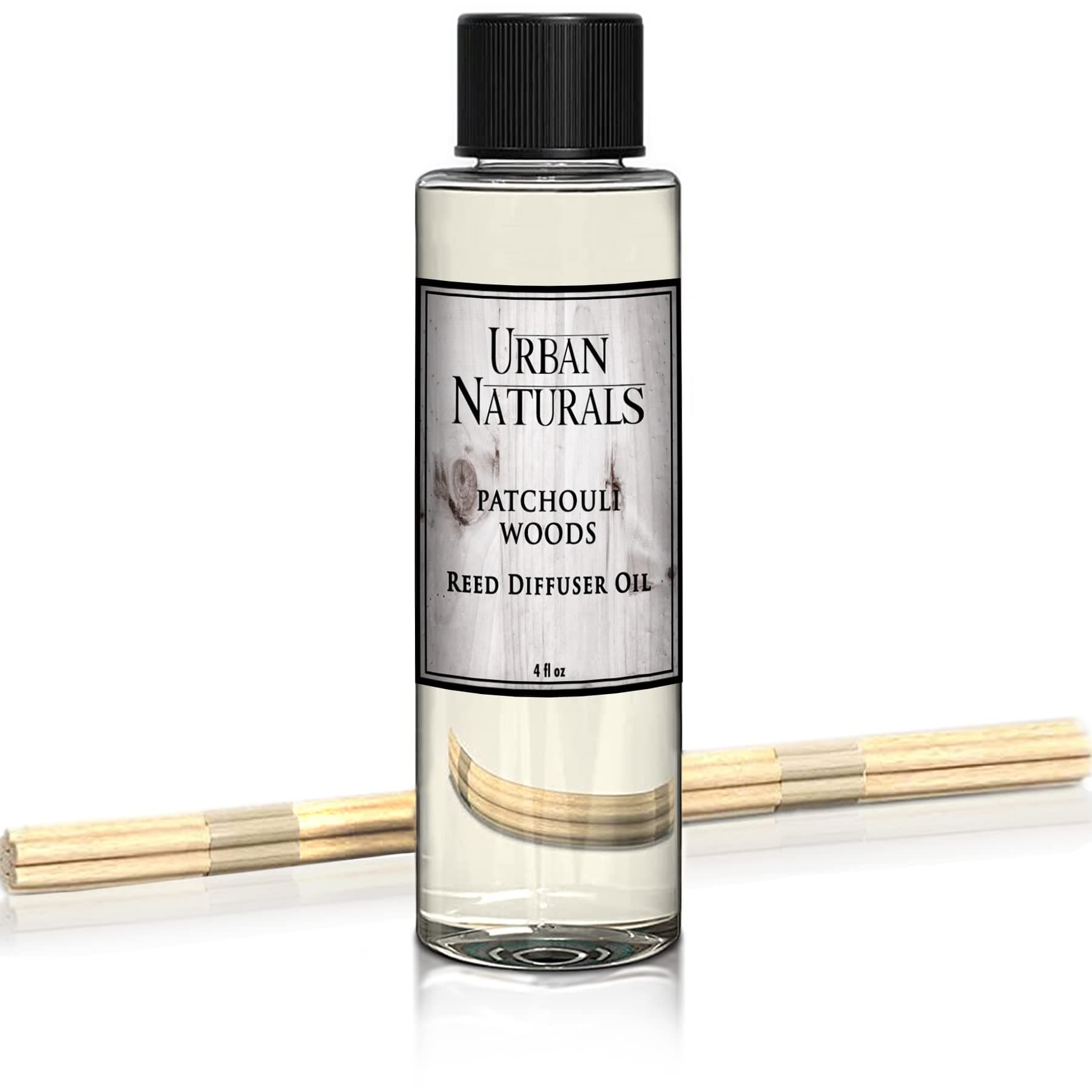 Patchouli Woods Reed Diffuser Refill Oil with Replacement Sticks Kit | Sandalwood, Patchouli & Ylang Ylang Room Scent. Vegan. Made in The USA