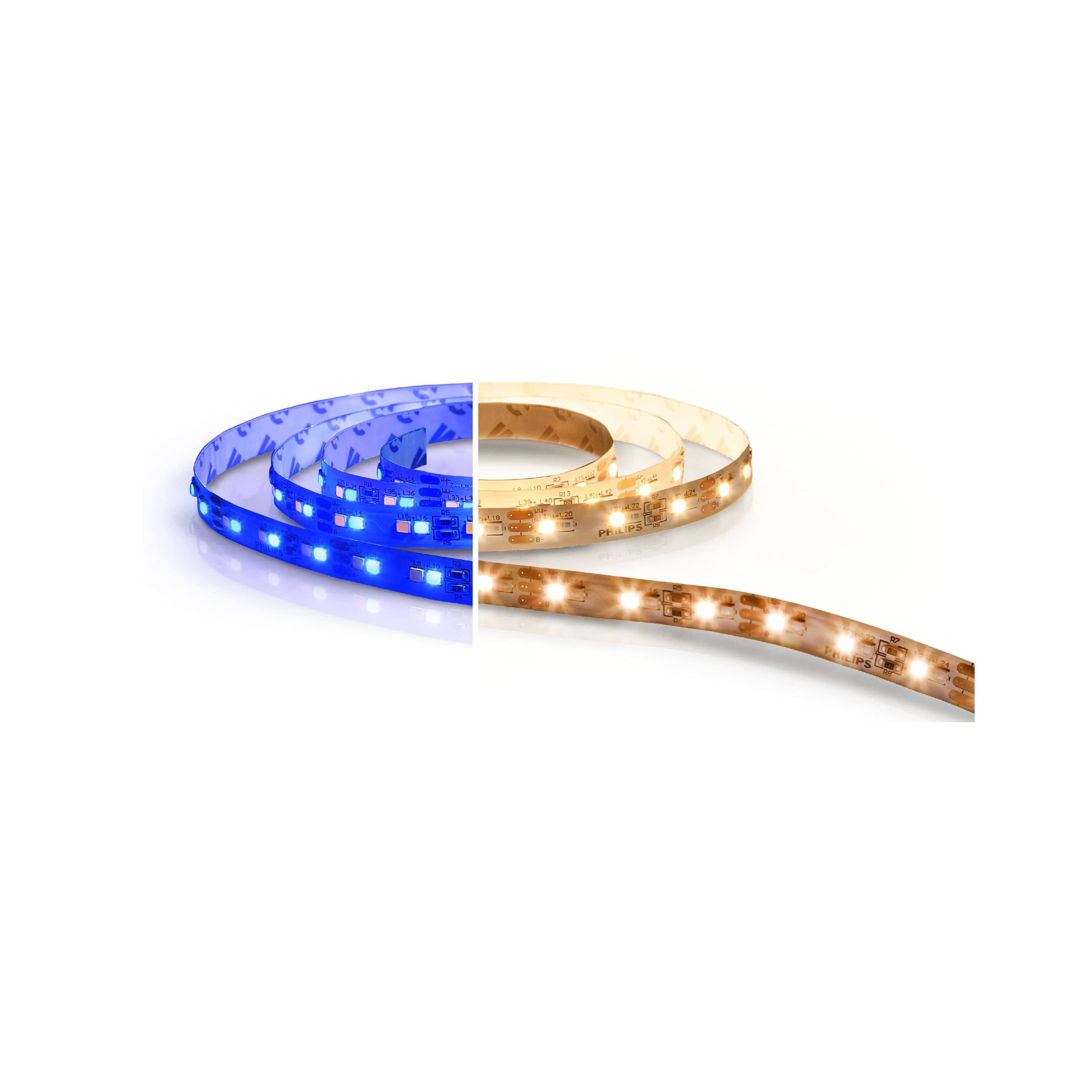 PHILIPS Polycarbonate Color Magic Cove Lighting 5 Meter Led Strip Light with Driver for Ceiling with 2 Colours in One Strip (Warm White + Blue), Pack of 1