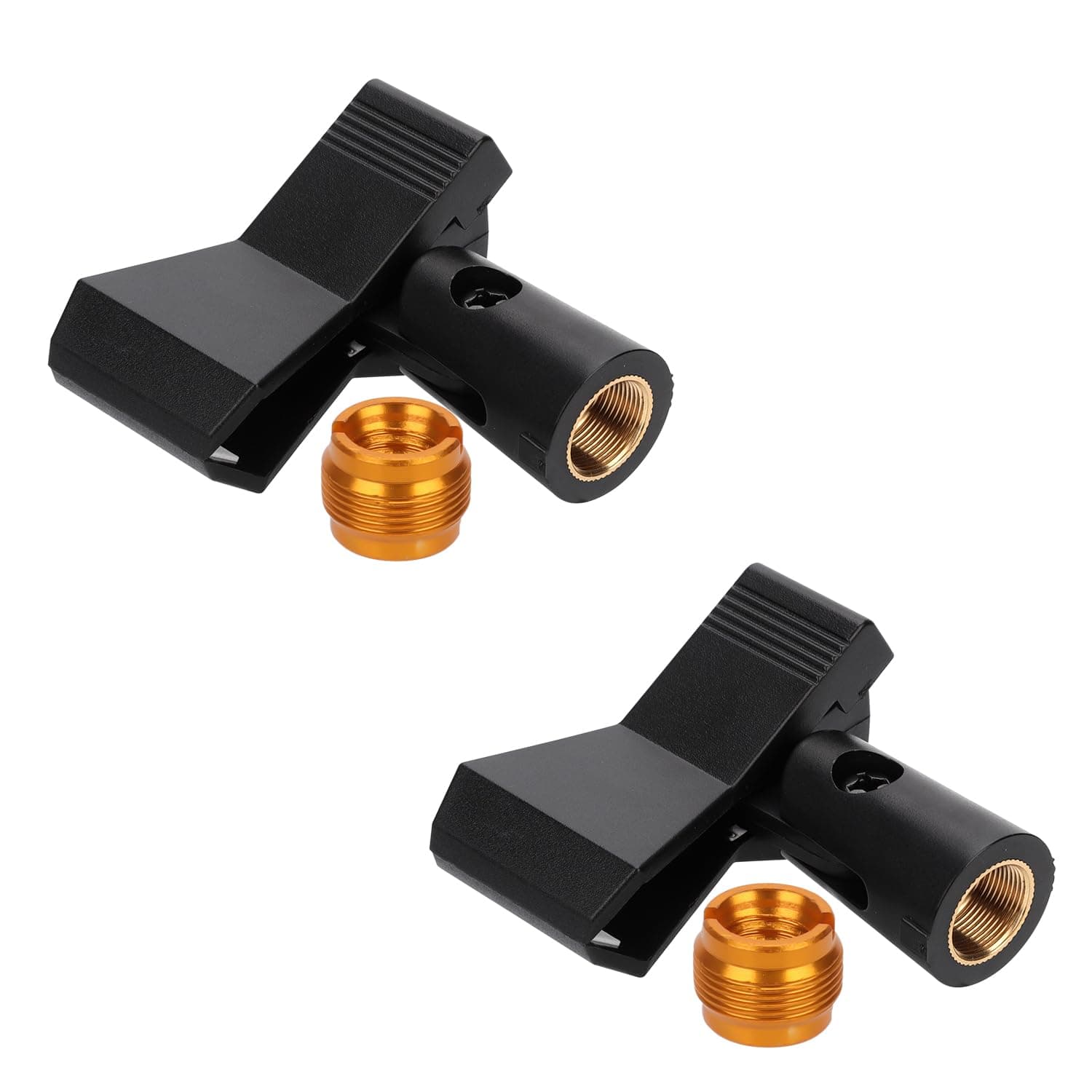 2Pcs Mic Clips for Stands, Microphone Clip Holders with 2Pcs 5/8" Male to 3/8" Female Screw Adapter Adjustable Mic Clamp for Wireless and Wired Mics
