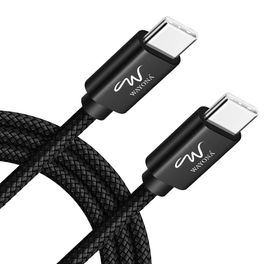 Wayona USB C to USB C 65W 6FT/2M Long Fast Charging Cable Compatible with iPhone 17,17Air, Pro, Pro Max,iPhone 16,15 Series,Samsung Galaxy S25 Ultra,S24,Fold,Flip,Laptops & Macbook (2M, Black)