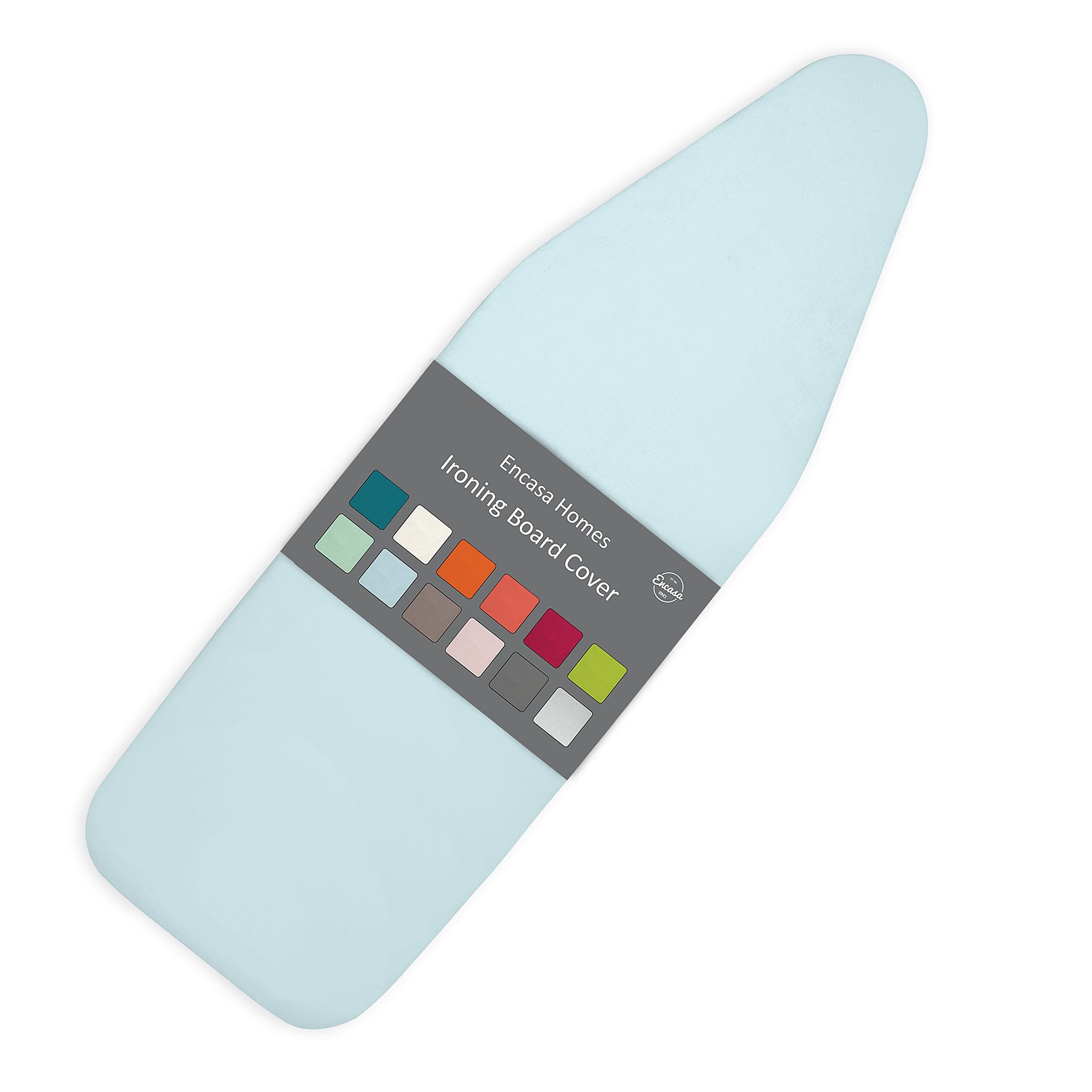Encasa Homes Replacement Ironing Board Cover with Extra Thick Pad, Plain Colors, Elasticated, (Fits Standard Wide Boards of 18 x 49 inch) Heat Reflective, Scorch Resistant, Heavy Duty - Ice Blue