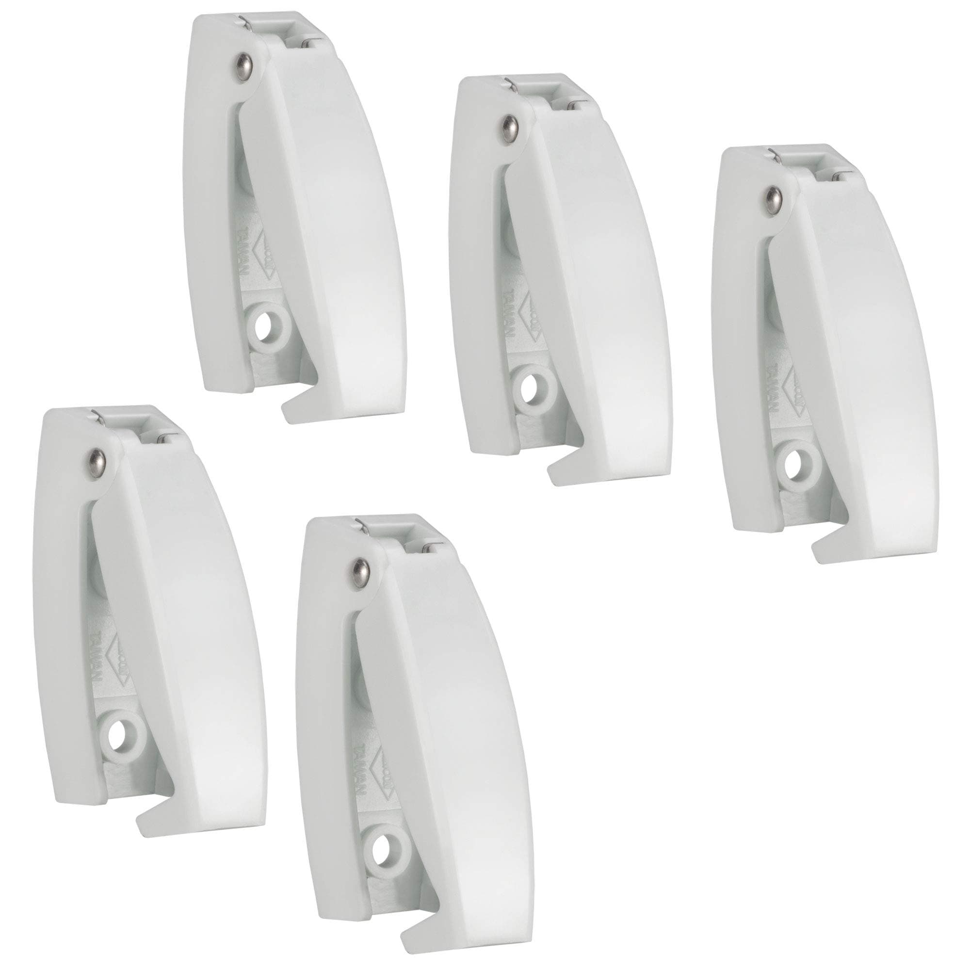 RecPro RV White Rounded Baggage Door Catch Compartment Clips Latch | Camper Trailer Motor Home (5 Pack)