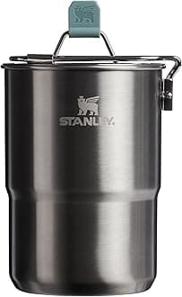 Stanley Wildfare Go 4-Piece Stainless Steel Two Cup Cook Set | 32 oz Pot and Lid with Fold & Lock Handle | 2 Stacking Cups | Camping Essentials for Your Camp Kitchen | BPA-Free | Shale + Charcoal