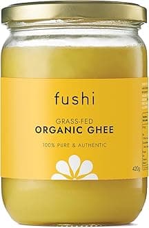 Fushi Organic Ghee 420g – Organic Certified | English Ghee | Vegetarian, Clarified Pure Ayurveda Grass Fed Butter | Ghee Butter from Free Range Grass Fed Cows | Healthy Cooking, Nutrition