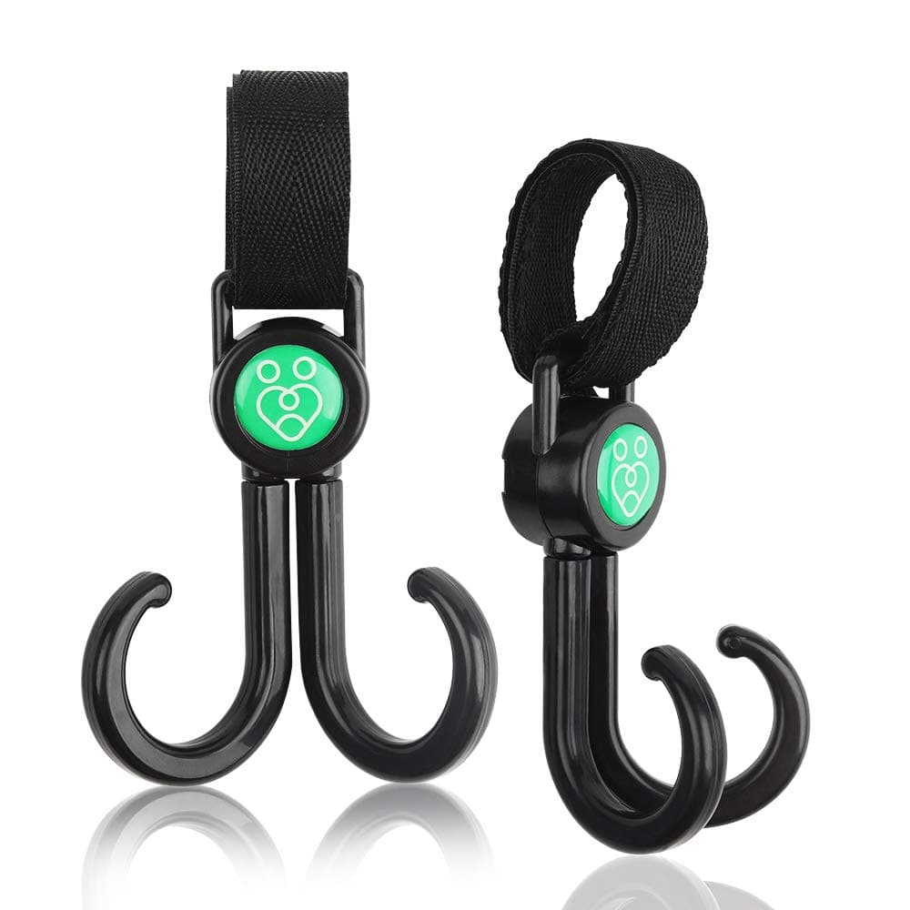 Parenthings Baby Stroller Pram Hooks Hanger on Handle Bar-Durable & Multipurpose, Swivel Adjustable Sturdy Straps, Hold Changing Bags, Shopping Bags, Buggies, Fit on Car Bike and Trolley