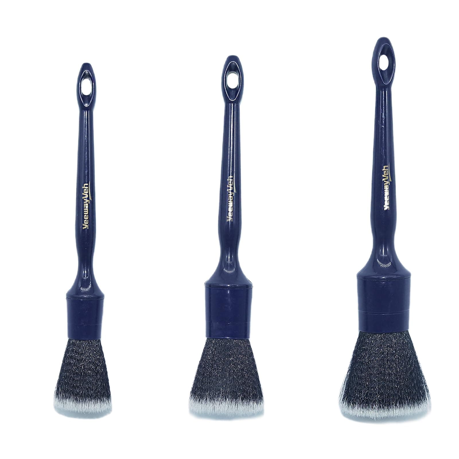 YeewayVeh Car Detailing Brush Set, 3 Pack Soft Scratch-free Detail Brushes for Dashboard Engine Bay Air Vents Leather Seat Wheel Vehicle Motorcycle and Home Interior Cleaning Brush, Blue