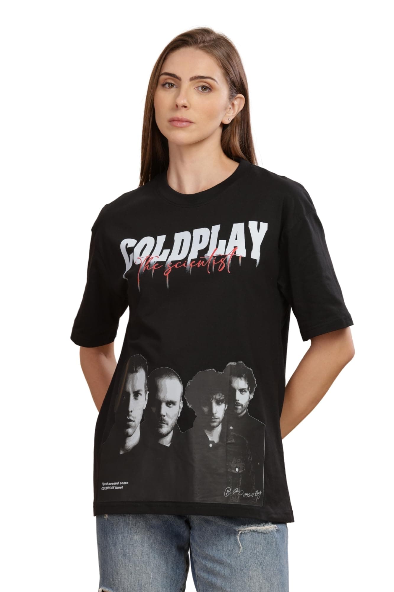 CAPTCHA Women's Oversized Tshirt in Black Color - Coldplay