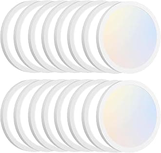 Brightever Flush Mount LED Ceiling Light White, 3 Color Temperature in One 3000K-4000K-5000K, Dimmable 15W 1200Lm 7 Inch Round Light Fixture Slim Low Profile Surface Mount for Basement, Porch(16-Pack)