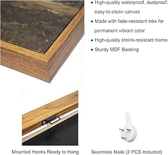 Roslynity Framed Canvas Wall Art Vintage Print Painting Neutral Abstract Floral Pattern Botanical Japanese Minimalist Retro Aesthetic Artwork for Home Living Room Bathroom Wall Decor (12"x16")