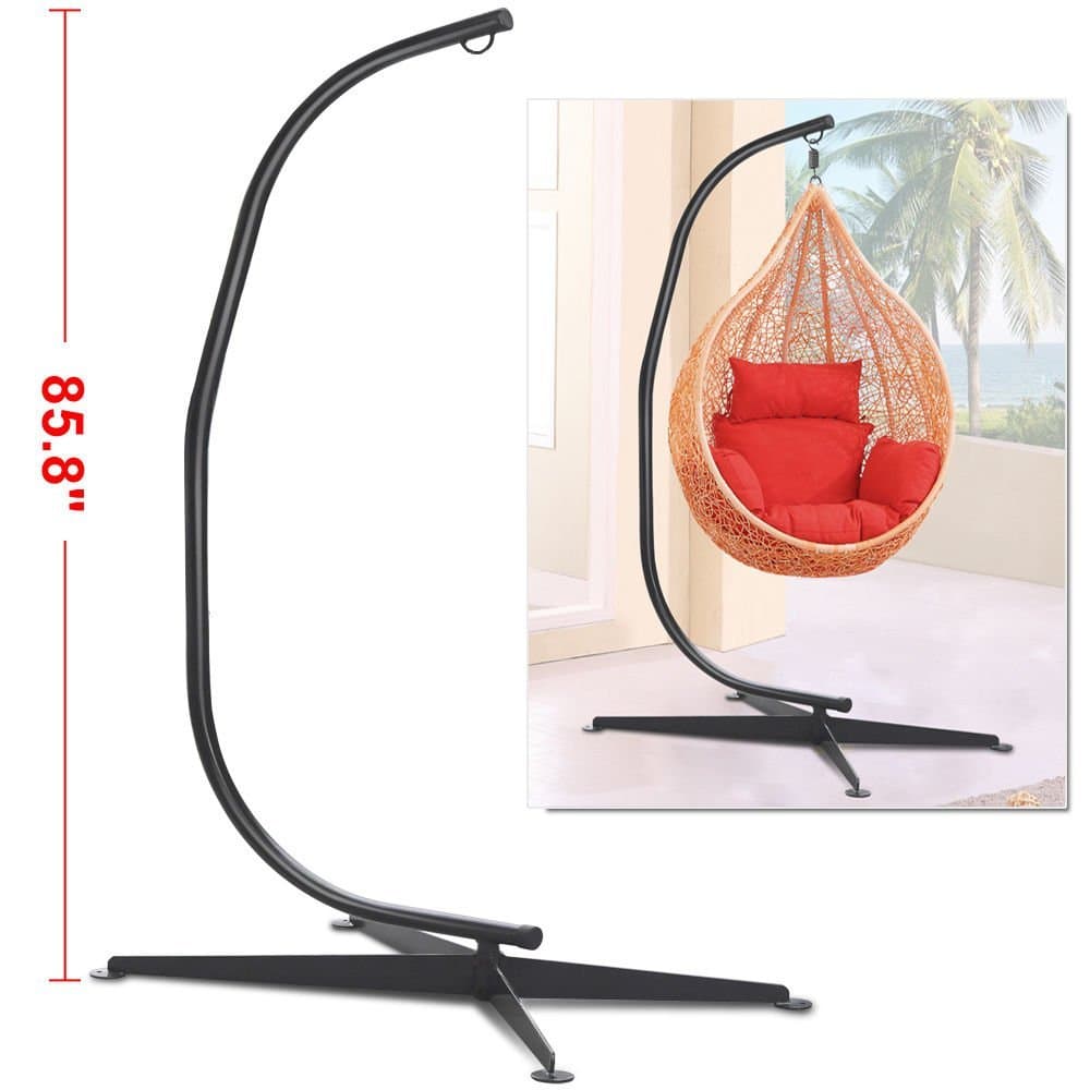 Black Solid Steel C Frame Chair Hammock Stand Construction Porch Swing Hanger