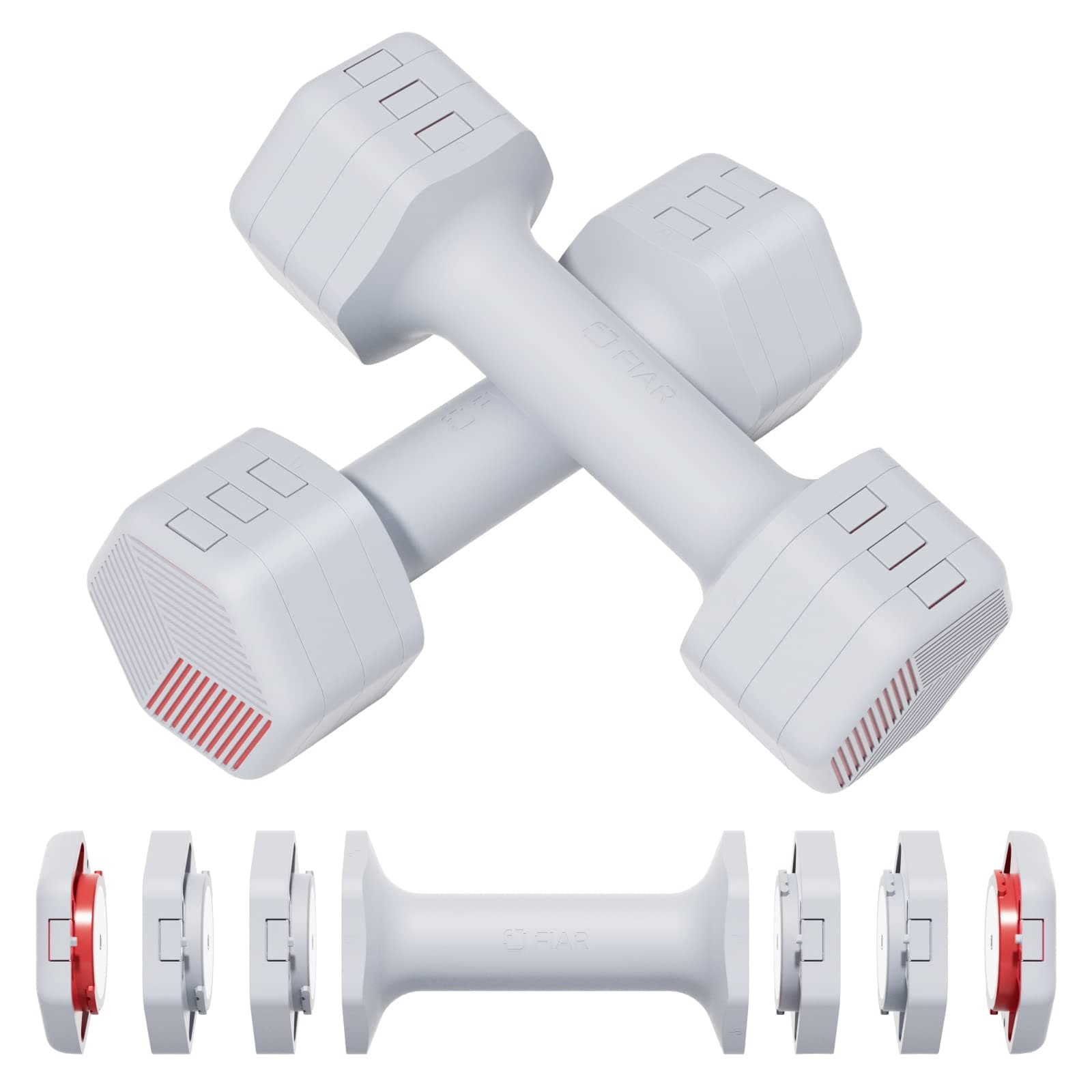 Fiar Adjustable Weight Dumbbell Set - A Pair 10lb (5lb Single) Free Weights Set,4 Kinds of Weight Adjustment 2lb 3lb 4lb 5lb for Home Gym Equipment Workouts for Women, Men