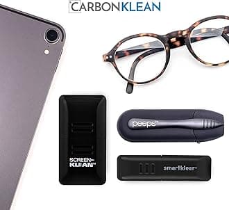 CarbonKlean Peeps Eyeglass Lens Cleaner - Efficient and Durable Carbon Microfiber Technology - Exclusively Used by NASA - 500 Uses, Soft Touch Black (2 Pack)