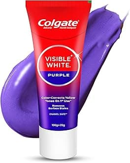 Visible White Purple Toothpaste and Toothbrush for Teeth Whitening, Helps Remove Surface Stains, Whitens Yellow Teeth, Enamel-Safe for Daily Use, 120g