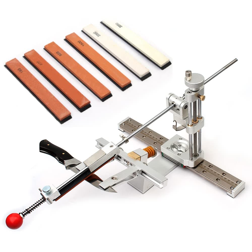 Professional Knife Sharpener with 6 Whetstones,360° Flipping Angle Adjustable Design,Fixed-Angle High Precision Grinder Sharpening with Dual Clamps,072SV