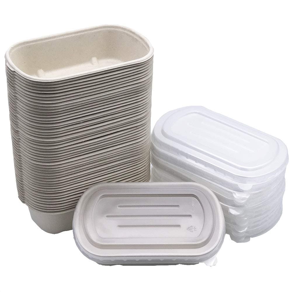 [50 Pack] 32oz Eco-Friendly Disposable Bowls with Lids - Biodegradable Paper Bowls To Go - Portable Serving Bowl Set to Pack Foods