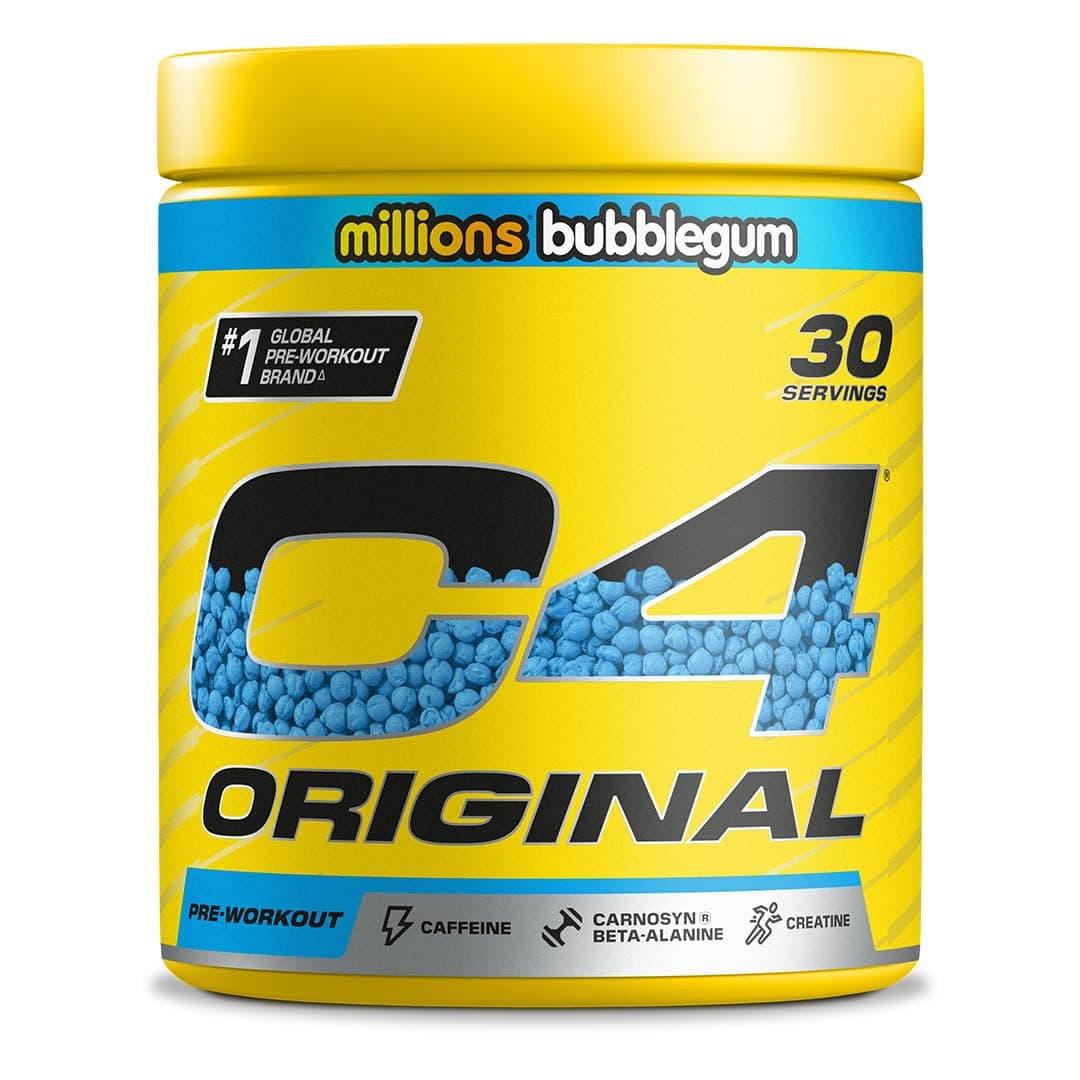 C4 Original Pre Workout Powder, Bubblegum, 30 Servings | Zero Sugar Pre Workout Energy Drink Powder with 150mg Caffeine, 1500mg Creatine Monohydrate, 1600mg Beta Alanine