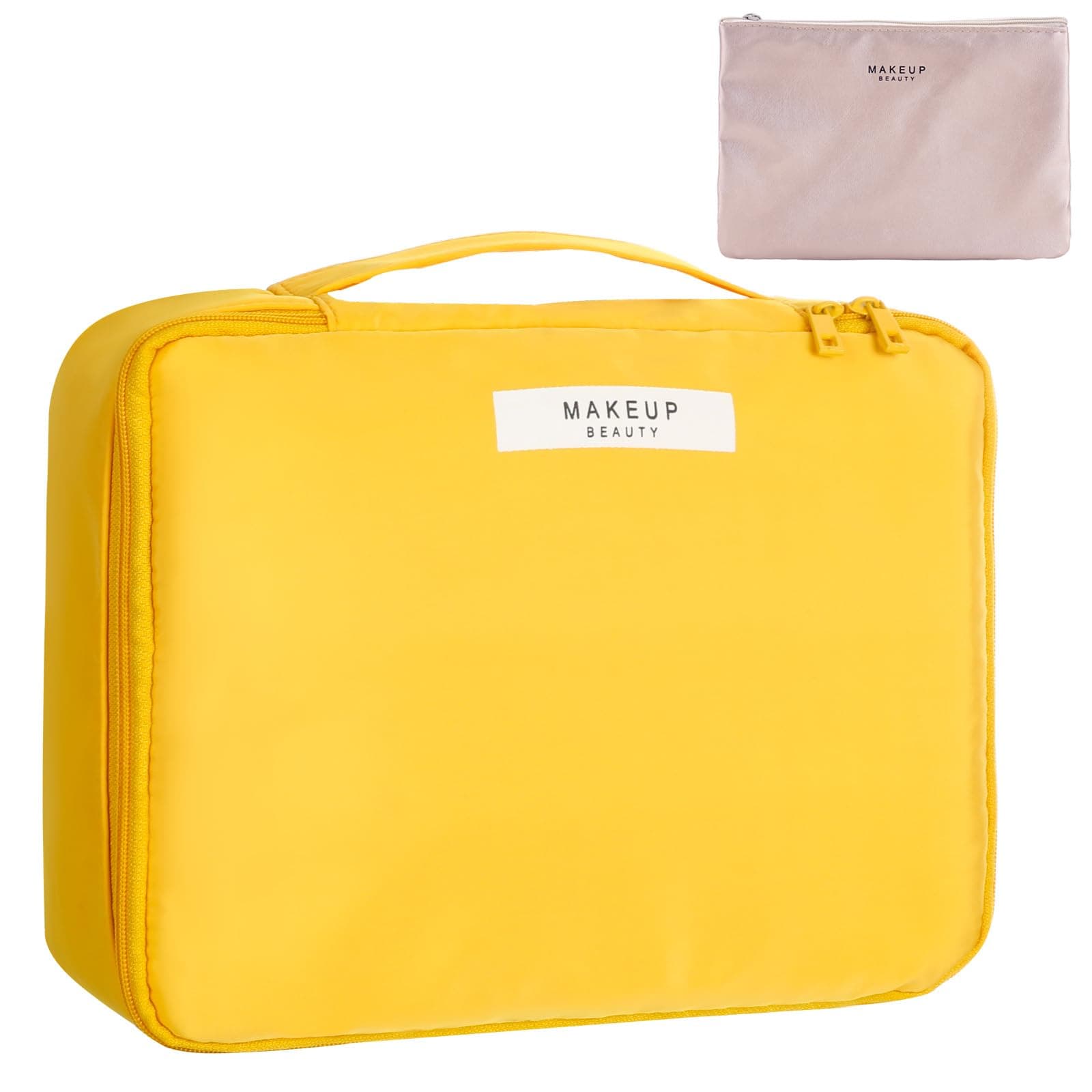 トラベルメイクアップバッグ コスメティックバッグ メイクアップバッグ トイレタリーバッグ レディース ガールズ, イエロー, ファッション