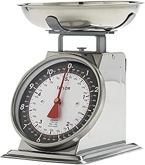 Mechanical Kitchen Food Scale with Bowl, Weighs Up to 11lbs, Measures in Grams and Ounces, Analog Cooking Scale for Baking, Black and Silver