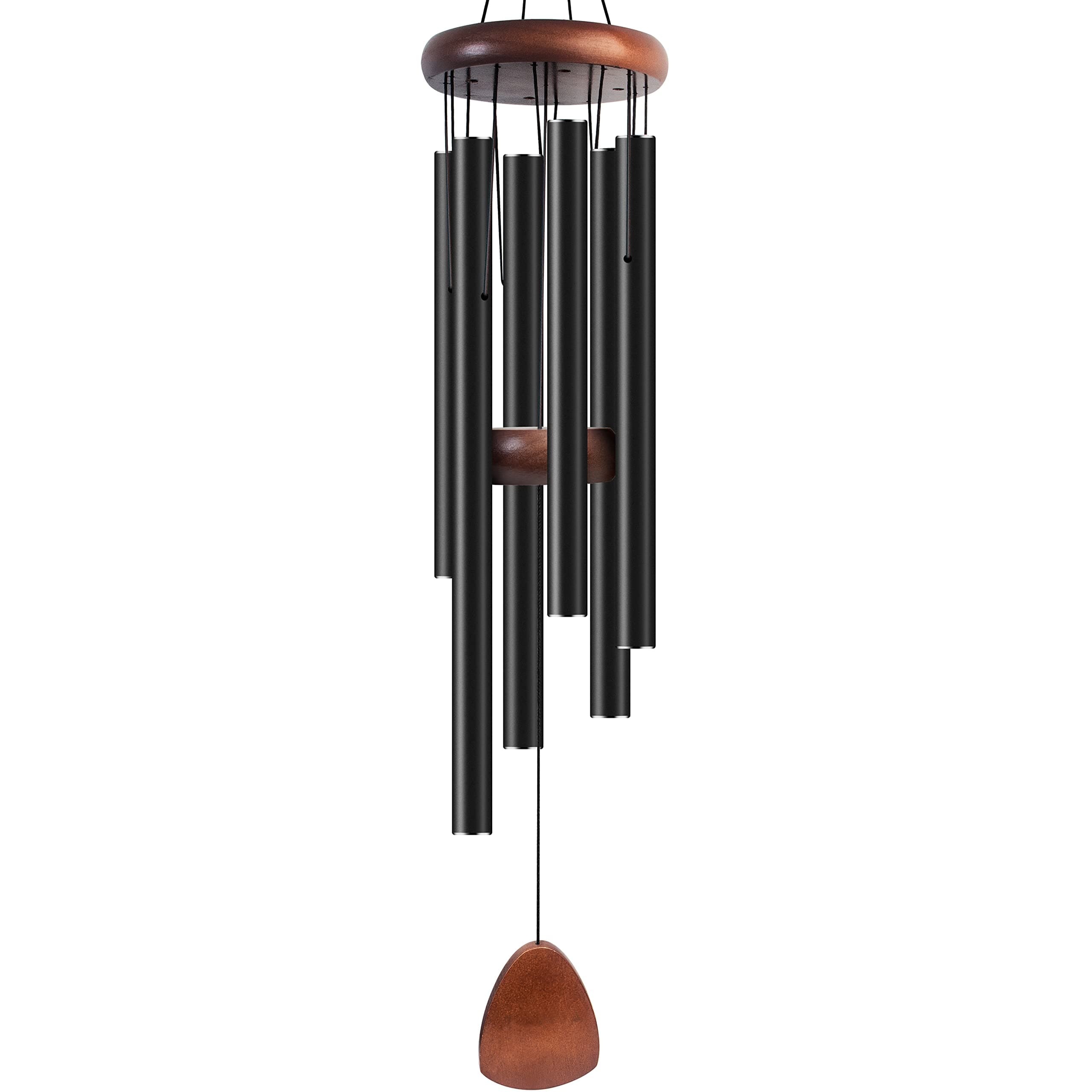Bursvik Large Aluminium Wind Chimes 37" to Create a Zen Atmosphere Suitable for Outdoor, Garden, Patio Decoration. Classic Black Wind Chime with Wind Catcher Suitable as A Gift for Mom Neighbor Unisex