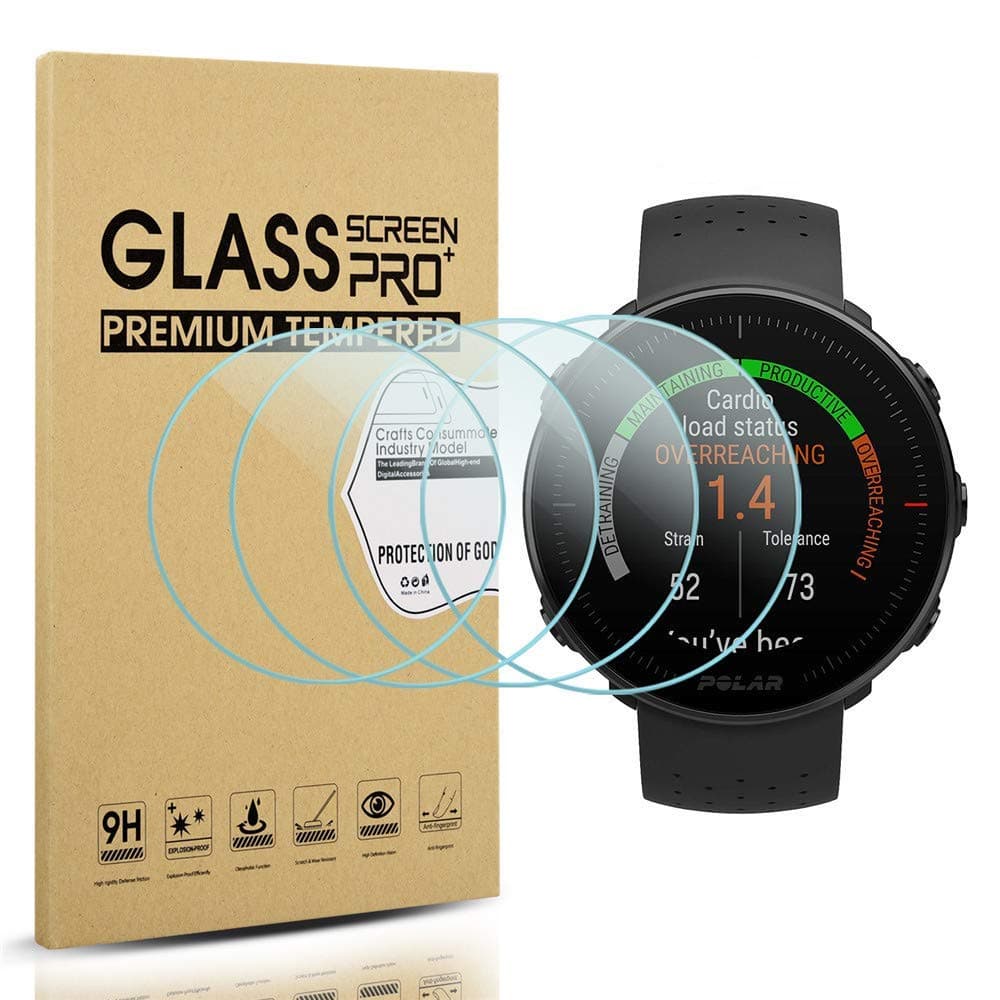 Diruite 4-Pack for Polar Vantage M/Polar Vantage V Screen Protector Tempered Glass [2.5D 9H hardness] [Anti-Scratch] [No-Bubble]