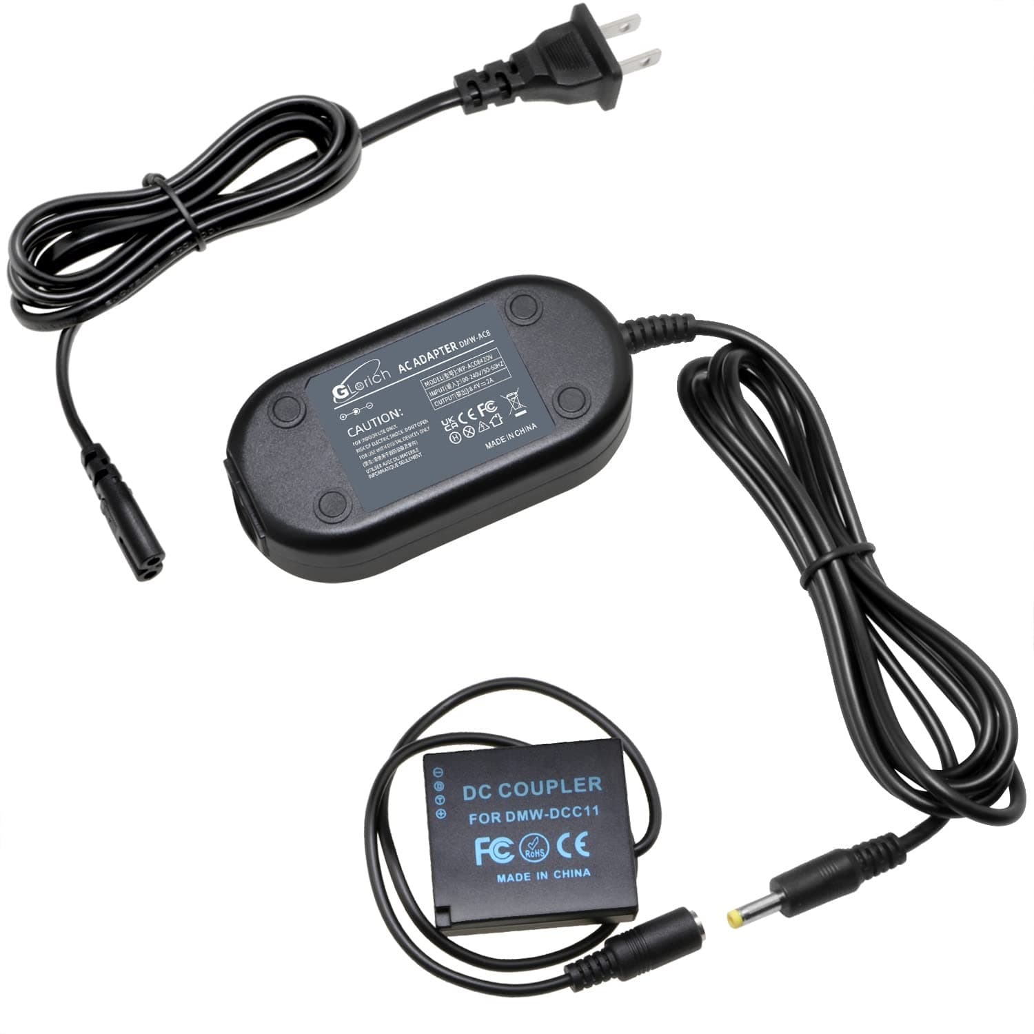 Glorich DMW-DCC11 Replacement AC Power Adapter Kit Compatible with Digital Cameras Panasonic Lumix DMC-GF3,DMC-GF5,DMC-GF6,DMC-GX7,DMC-LX100,ZS110,DMC-GX80,DMC-GX85,DMC-S6