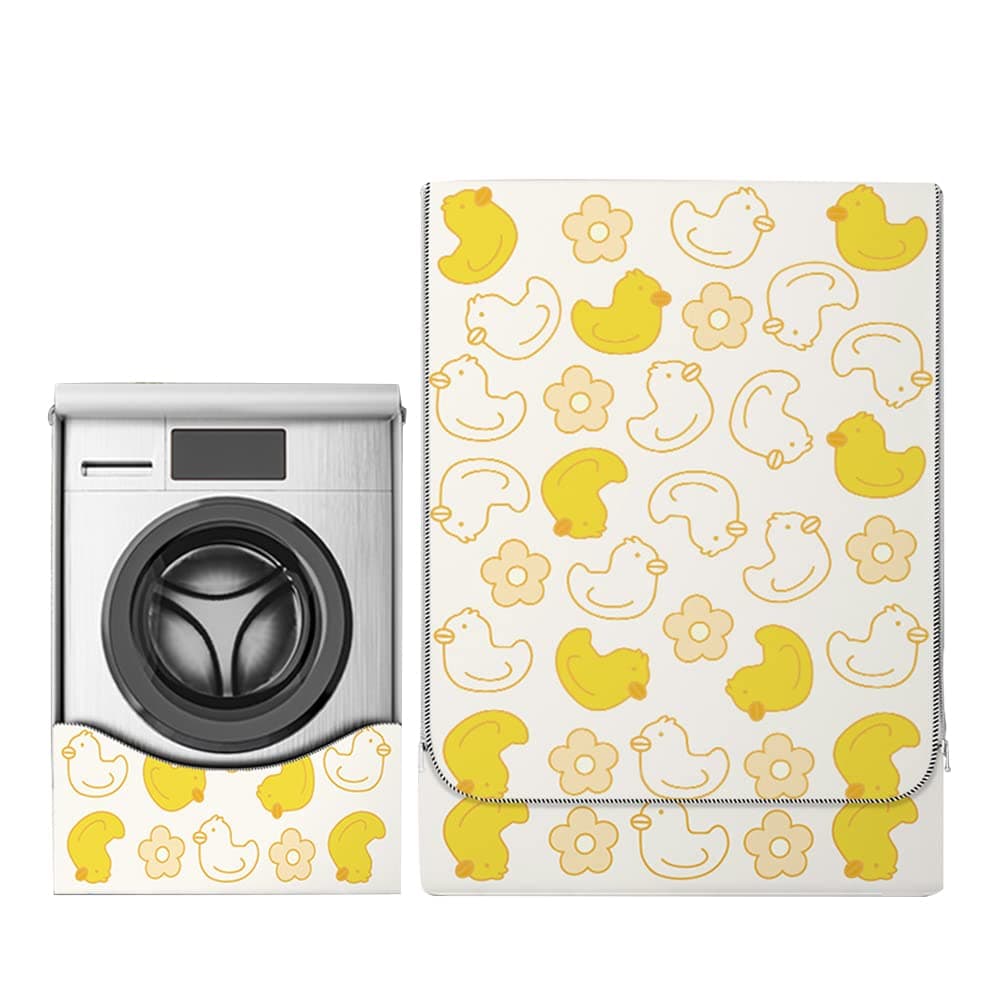 Odot Washer Dustproof Cover Front Load, Washing Machine Dryer Protector Sunscreen Waterproof Tumble Dryer Case Protective Cover for Most Front Loadi (beige duck,L-capacity 10.5~12kg)