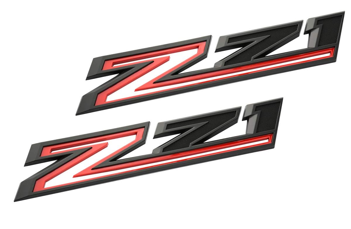2pcs New Z71 Emblems Replacement for 2019-2021 Silverado 1500 2500 3500 Decal Badge 84632695 Nameplate OEM (Black Red)
