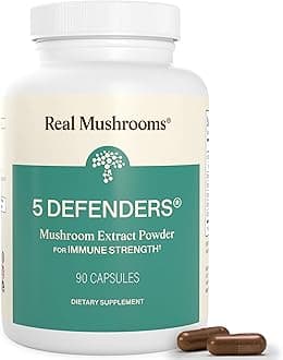 Visit the Real Mushrooms Store 5 Defenders Mushroom Immunity Support Blend, 500g (90 Caps)