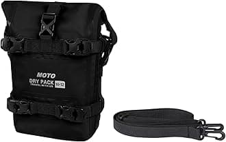 Motorcycle Tail Bag Front Bumper Bag, 12L Roll-top Waterproof Motor Saddle Panniers Luggage Bags for Motorcy-Black(12L)