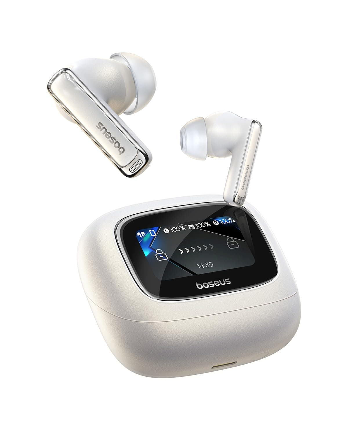 Baseus Bowie M2s Ultra True Wireless Earbuds, Bluetooth 5.4, Hi-Res Audio, 52dB Noise Cancellation, Spatial Acoustics, Smart Touch Display, 7-Hr Playtime, Low-Latency, Compatible with Most Devices