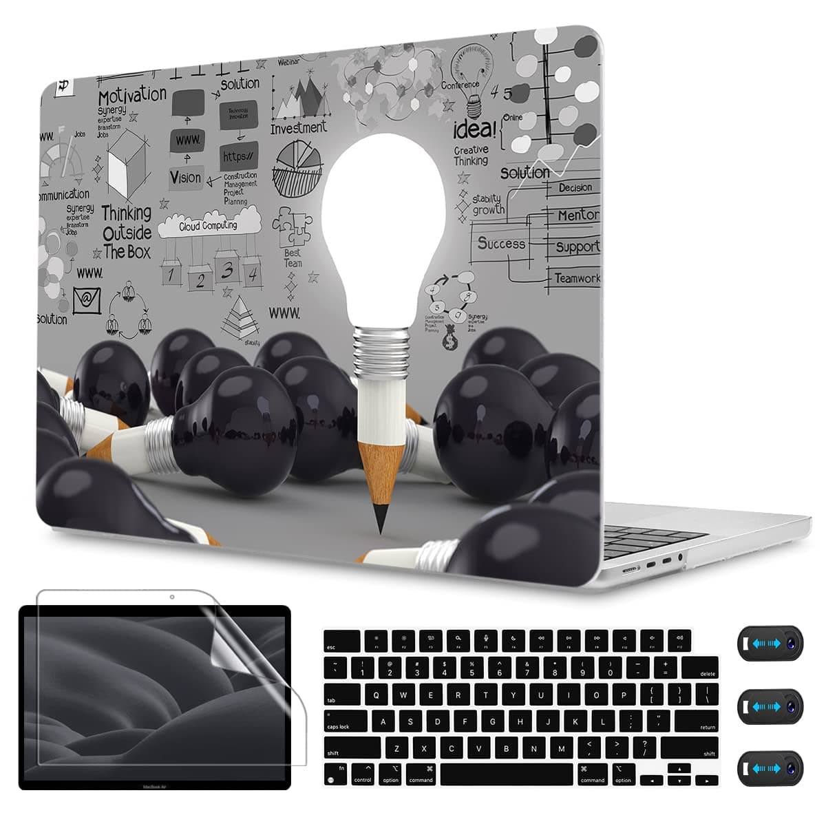 CISSOOK Creative Bulb Hard Shell Case for MacBook Pro 16 inch Case 2021-2023 Release A2485 M1 A2780 M2 A2991 M3 Pro/Max Chip, Plastic Cover with Keyboard Cover for MacBook Pro 16.2" with Touch ID