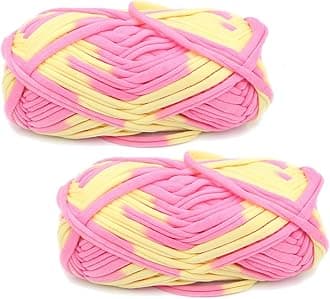 2 Pack of Colorful Knitting Yarn Fabric Crochet Cloth T-Shirt Yarn for DIY Knitted Fabric Art Basket Bag 200g (200g, Color#AF)