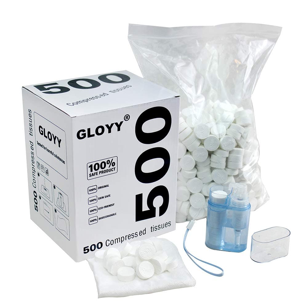 Soft Compressed Towels Biodegradable Wipe Mini Magic Coin Tissues Includes FREE Carrying Dispenser, Portable for Home Beauty Backpacking Camping Outdoor Accessories(500 Count) (8.8”x9.5”)