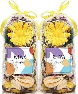 Spring Potpourri Bags,Yellow Potpourri Bowl Filler,Lemon Scented Decorative Dried Flowers,Home Fragrance Sachet,Vase Fillers,Bathroom Decor(8.4 oz)
