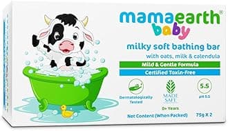 Milky Soft Baby Bathing Soap Bar for Babies with Oats, Milk & Calendula | Gentle & Tear-Free Formula | Softens & Moisturizes Skin | 2.64 oz Each (75g x 2)