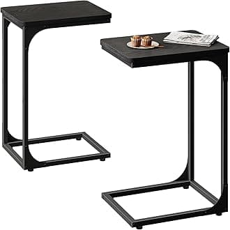 QEEIG C Table Side Table Set of 2 Living Room Sets C Shaped Couch Tray End Tables Modern, Black (017-30B)The Forest Stewardship Council