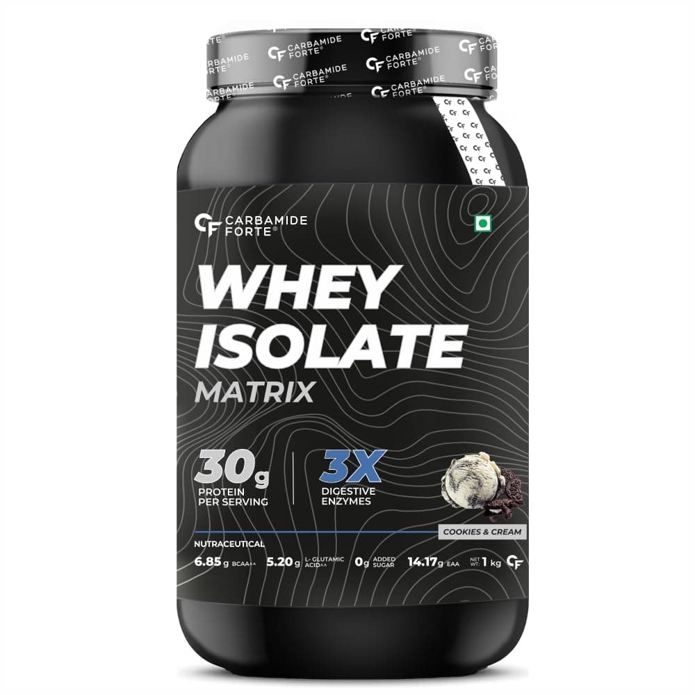 Whey Isolate Matrix|Isolate Protein Powder|30G Protein Per Serving With Isolate Whey Protein|3X Digestive Enzymes|6.85G Bcaa|14.17G Eaa|0G Added Sugar|Cookies And Cream Flavour - 1Kg