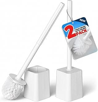 2Pack Toilet Bowl Brush and Holder Set - Toilet Scrubber Brush,Cleaning Brush,Bathroom Decor,Household Essentials,Cleaning Supplies,Home Essentials,White
