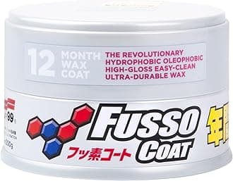 SOFT99 Fusso Coat 12 Months Wax Light 200g - Hard Car Wax Polish – Auto Care Waterproof Hydrophobic Coating - Durable Paintwork Protection and High-Gloss Finish - Kit with an Applicator Pad