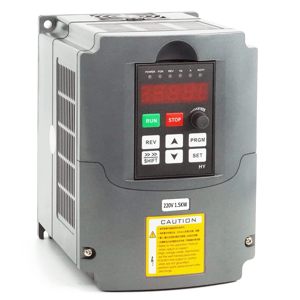 VFD Converter,Variable Frequency Drive,1 Phase to 3 Phase,220v Input/Ouput, for 3 Phase Motor/Spindle 0-400hz Speed Rotation (HY Series-220v 1.5kW 2HP Model)
