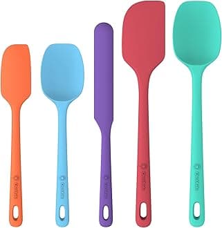 5 Pieces Silicone Spatula Set, Food Grade Rubber Spatula, Upgrade Strong Handle with Ergonomic Grip, Heat Resistant Up to 600°F for Nonstick Cookware, Cooking Colorful Series