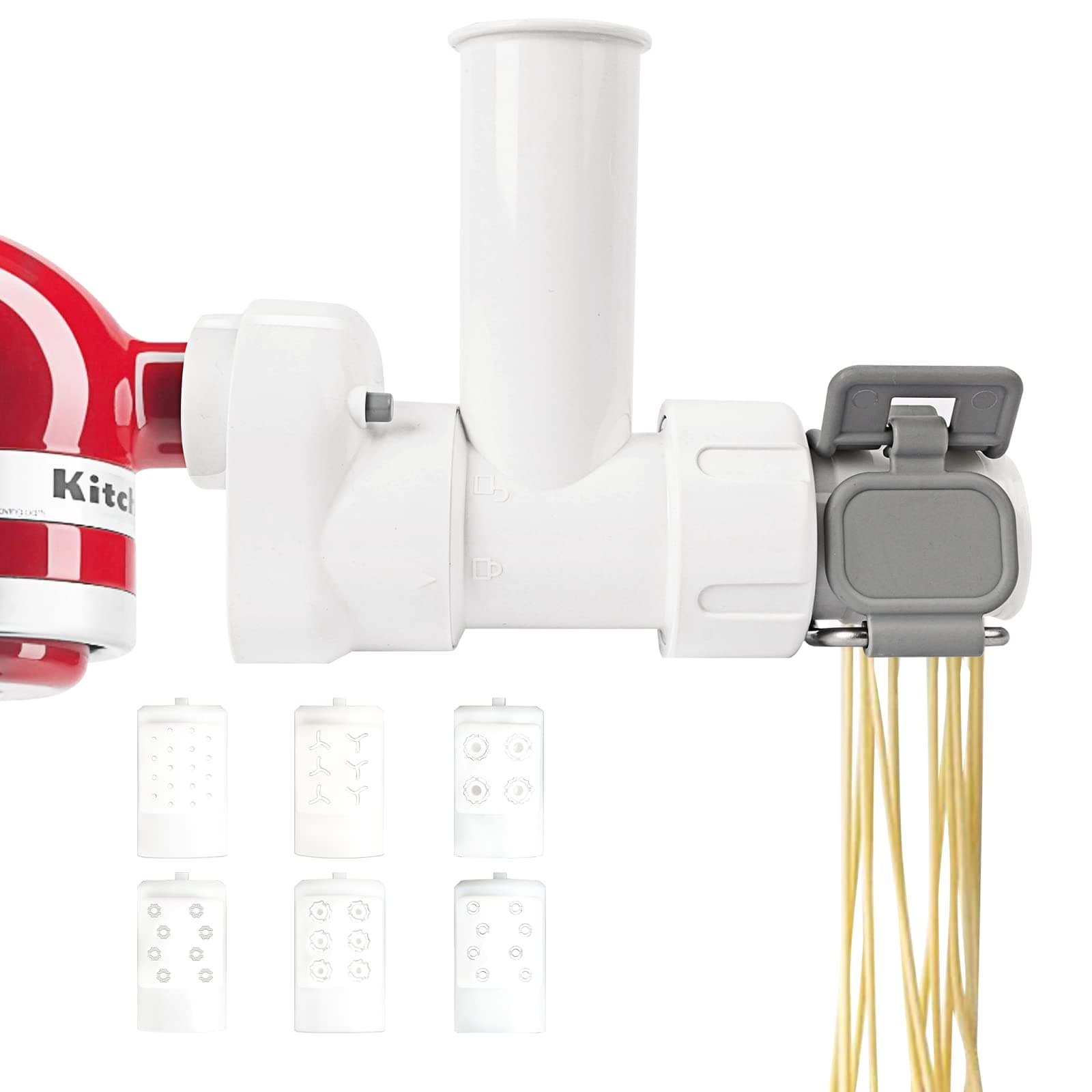 Pasta Maker Attachment for KitchenAid Stand Mixers with 6 Different Shapes of Pasta Outlet, Durable Pasta Press Attachments