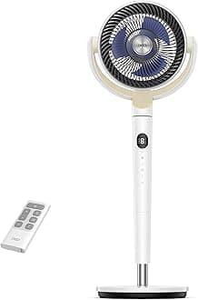 Dreo Standing Fan For Bedroom, 120°+120°Omni-directional Oscillating Fan, 85 ft Circulator With Remote, DC Motor Quiet Pedestal Room Fans, 8 Speeds, 3 Modes,8H Timer, PolyFan 502 White